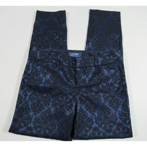 Old Navy Pixie Floral Mid-Rise Skinny-Leg Women's Size 2 Blue Pixie Chino Pants